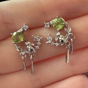 Peridot bunny dangle gemstone earrings trendy s925 sterling jewelry fashion gift